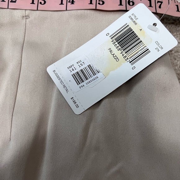 DANA Buchman Khaki Pleated Silk Palazzo Trousers - Picture 15 of 16